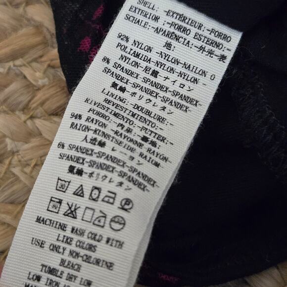 Free People Black Purple Floral Twist Front Blouse Womens M Boho‎ Sheer Sleeve - Picture 6 of 7